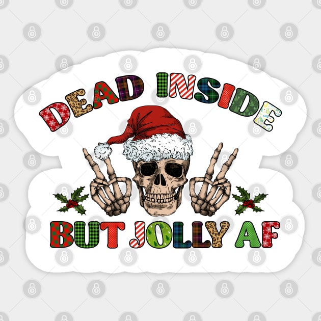 dead inside but jolly af christmas skeleton Sticker by Mitsue Kersting